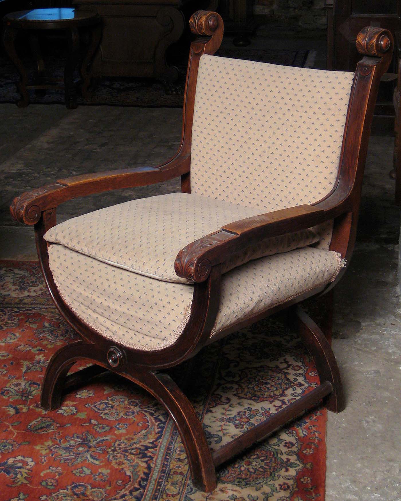 Gründerzeit Scherensessel aus Eiche 1 Gründerzeit Scherensessel aus Eiche